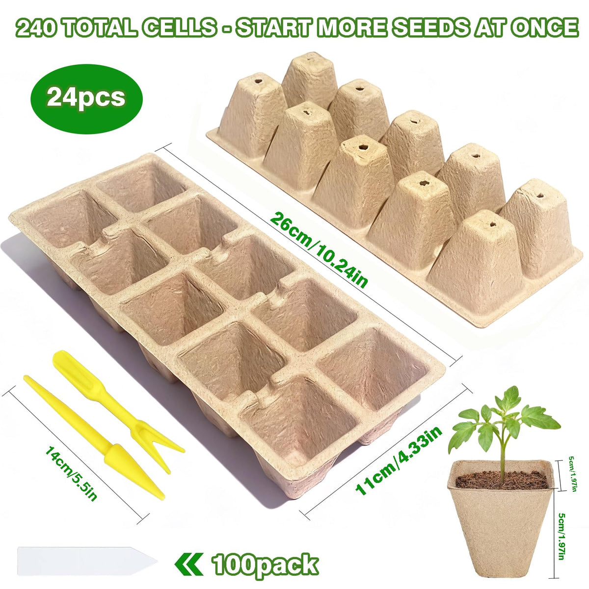 Kimdozee peat pots provide 240 units for easy seedling transplant.