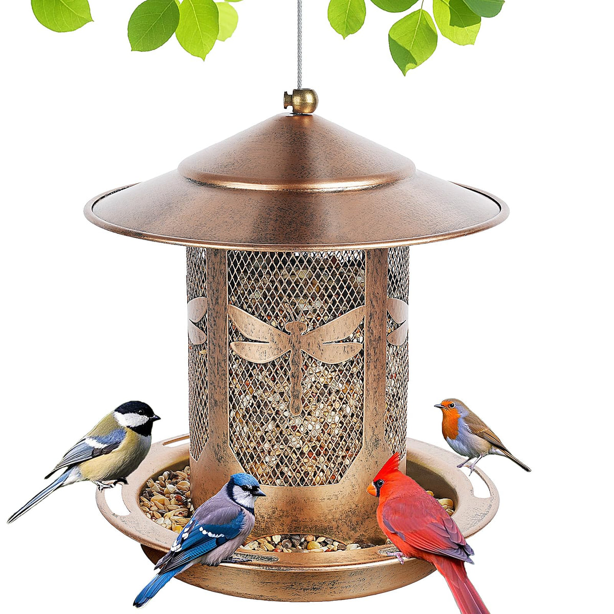 Kimerse dragonfly-pattern bird feeder for outdoors, stylish decor that attracts garden birds.