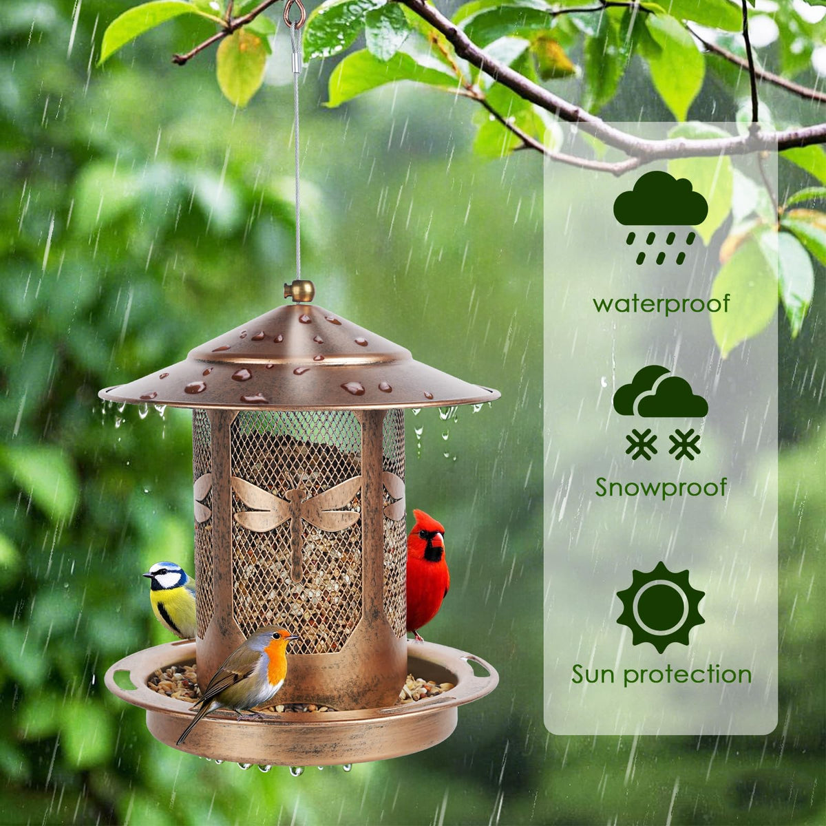 Kimerse multi-bird feeding design welcomes several birds at once.