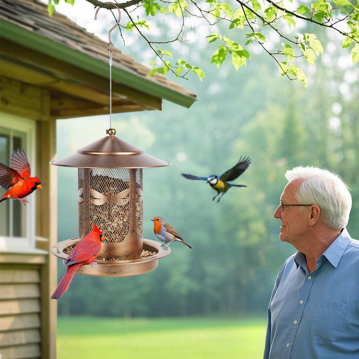 Kimerse outdoor garden decor bird feeder brightens patios and yards.