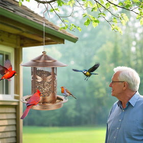 Kimerse outdoor garden decor bird feeder brightens patios and yards.