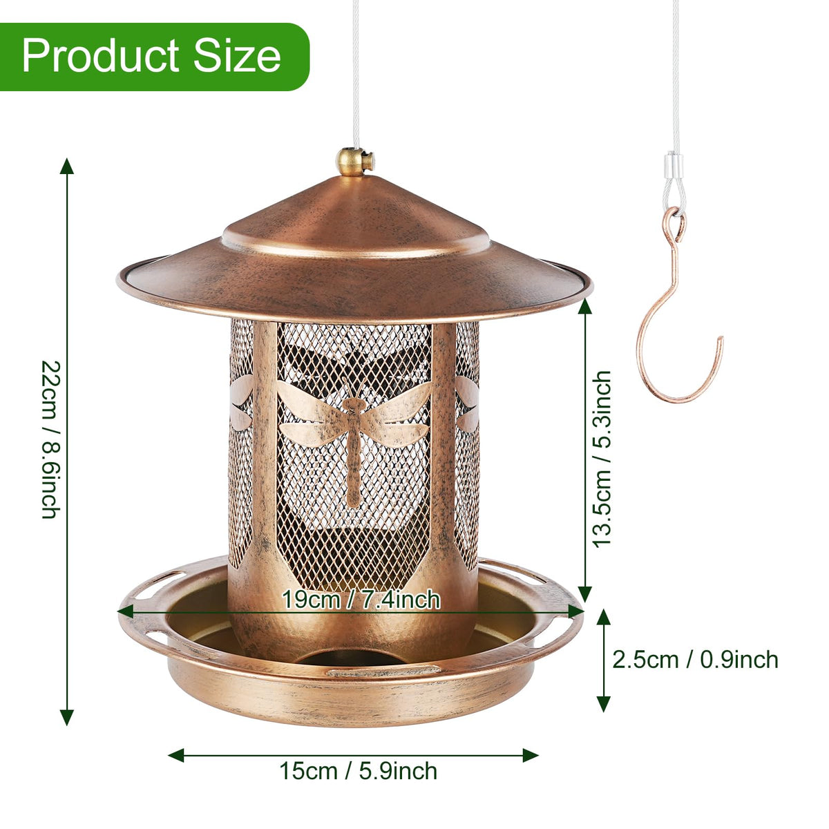 Kimerse raised-tray bird feeder helps keep seeds contained for cleaner feeding.