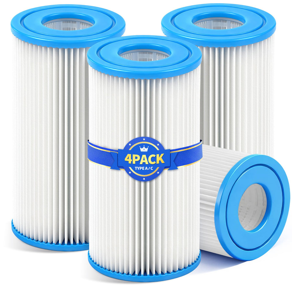 KimFilter Universal Type A/C pool filter cartridge 4-pack for easy replacement and reliable filtration.
