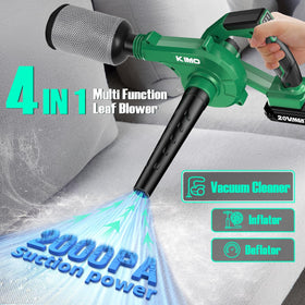 KIMO cordless blower side view highlighting portable design for easy reach.