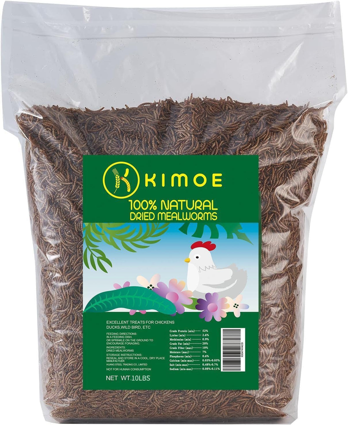 Kimoe dried mealworms pour into feeder, easy to portion for flock feeding.