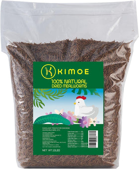 Kimoe dried mealworms pour into feeder, easy to portion for flock feeding.
