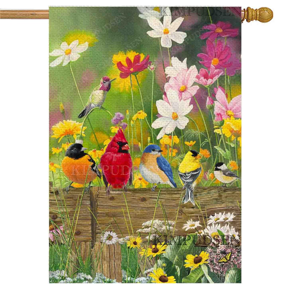 KIMPUDSEN hummingbird spring garden flag front view enhances curb appeal outdoors.