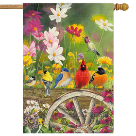 KIMPUDSEN Spring Hummingbirds flag front view, vivid color for outdoor seasonal decor