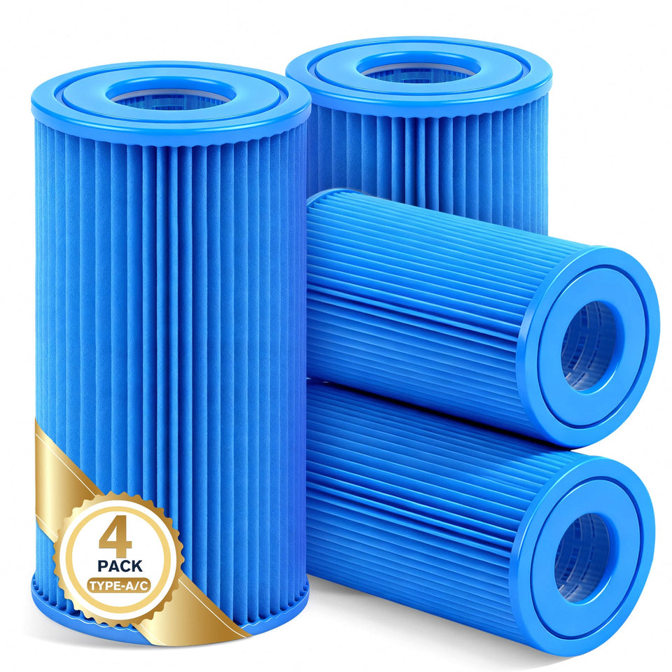 KimPump 4-pack Type A cartridge for quick above-ground pool filtration.