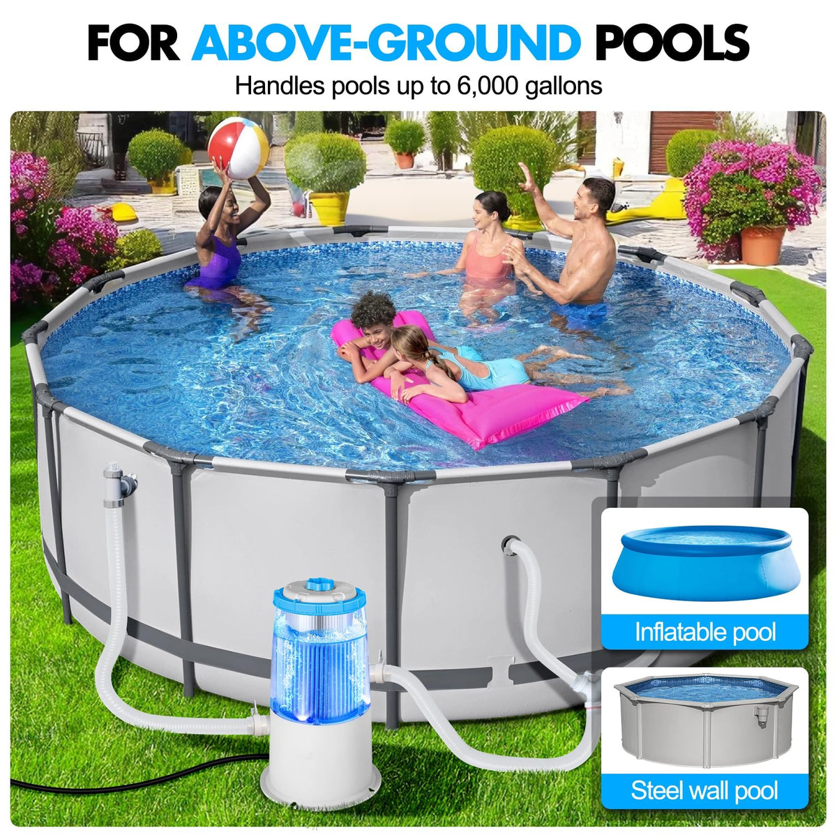 KimPump improves pool clarity by circulating and filtering consistently.