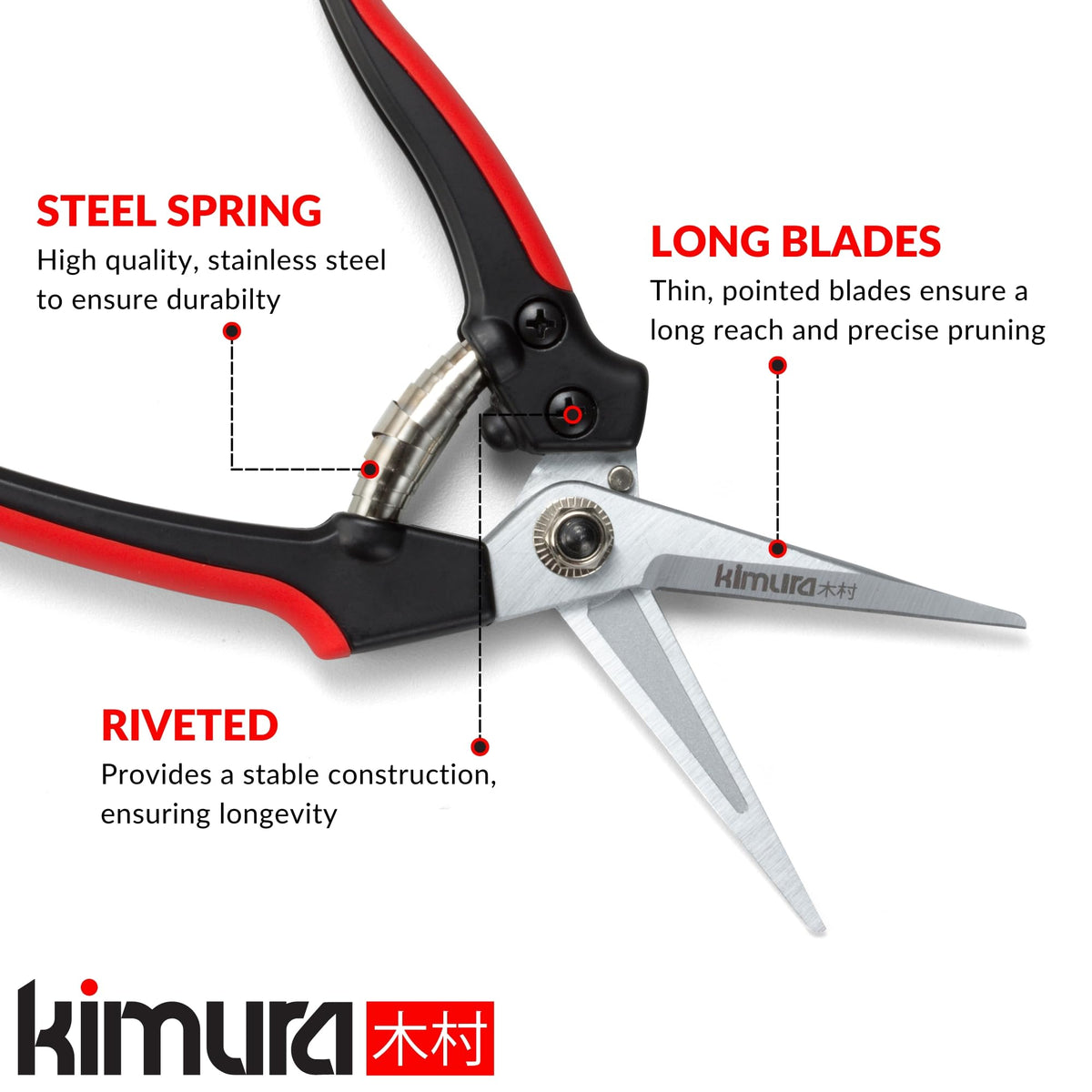 Kimura 8" Pro Pruning Scissors locking mechanism demonstrating quick secure blade closure