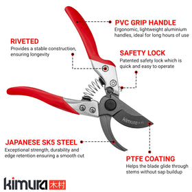 Kimura 8-Inch Pro Bypass Pruners demonstrating 1-inch cut capacity