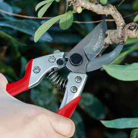 Kimura 8-Inch Pro Bypass Pruners with PTFE-coated blades reducing sap buildup