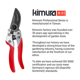 Kimura 8-Inch Pro Bypass Pruners safety lock in action for secure use