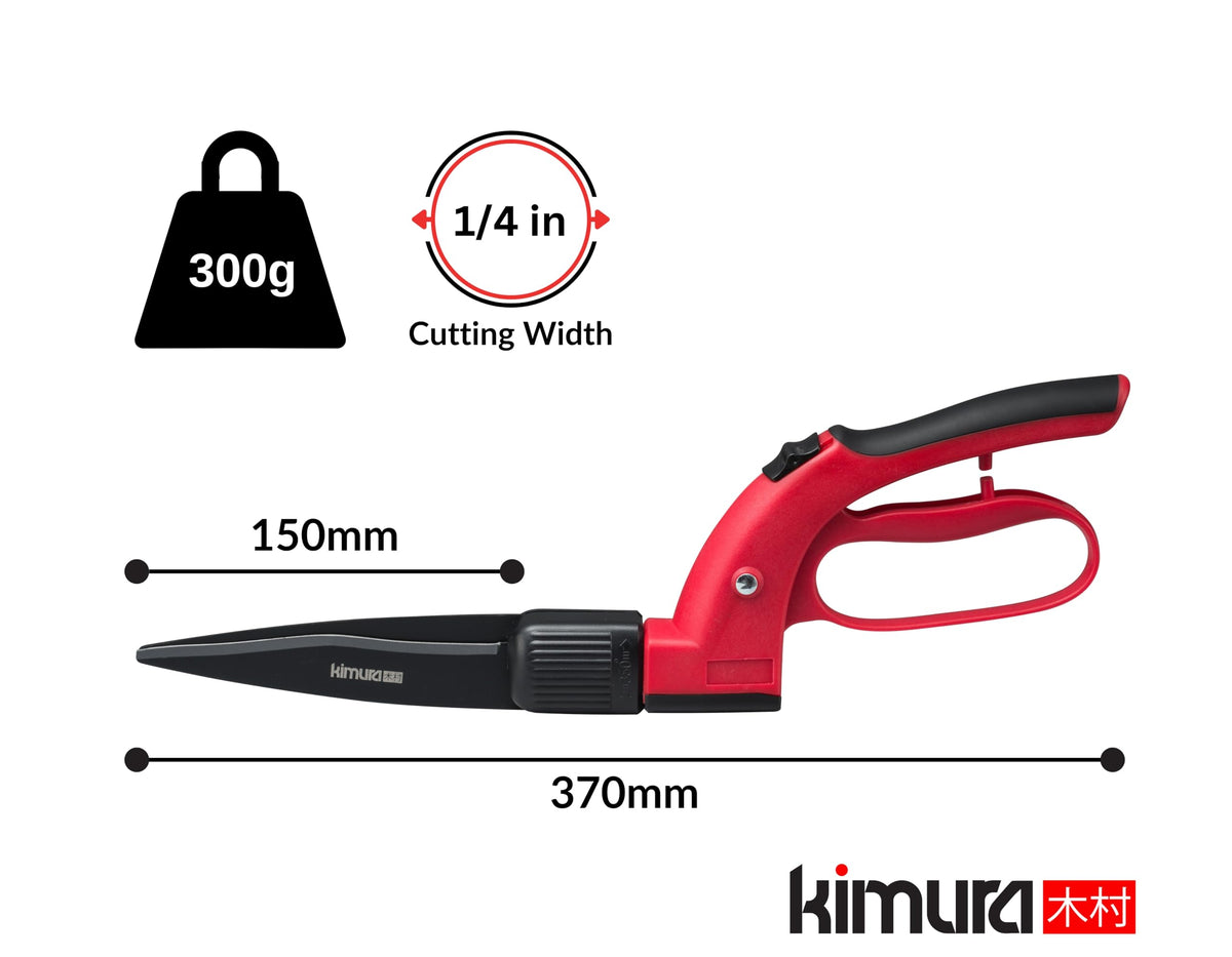 Kimura Pro Grass Shears 15-inch reach aids wide trimming along borders.