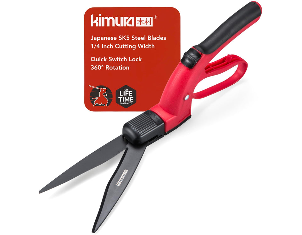 Kimura Pro Grass Shears with rotating head for precise edging and trimming.
