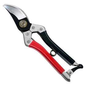 Kimura Samurai garden pruner blade close-up highlighting Yasugi steel for precise cuts.