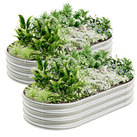 KindDeer oval raised garden bed with assembly view, ideal for fresh vegetables and herbs.