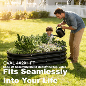 Kinddeer oval raised garden bed base design promotes drainage