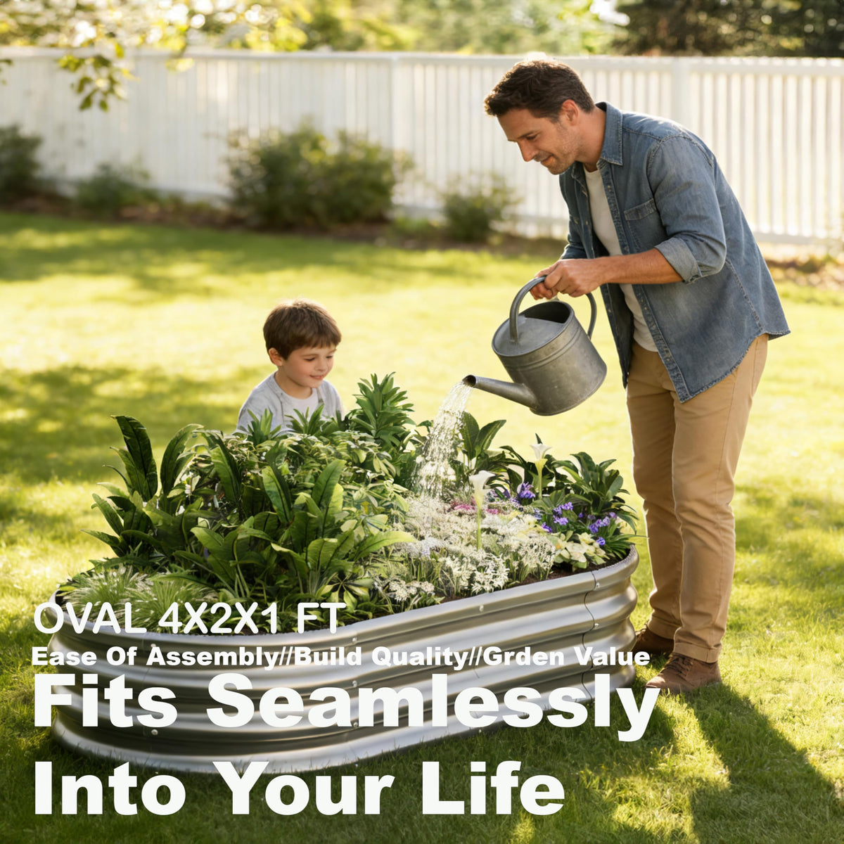KindDeer two-pack-raised-garden-bed shown stacked, perfect for expanding vegetable growing space.