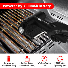 Kindoo electric grill brush offers 3000mah battery for extended cleaning sessions.