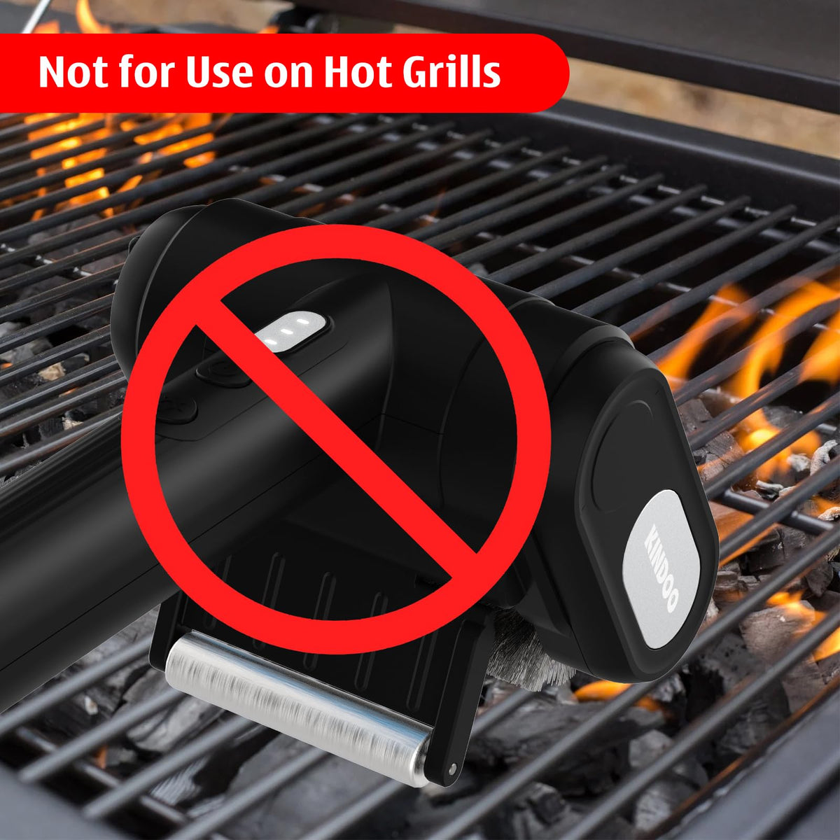 Kindoo electric grill brush minimizes bristle shedding for safer meals.