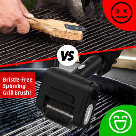 Kindoo electric grill brush features LED light for precise, visible grilling cleanup.