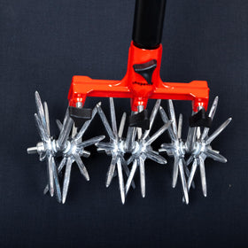 Kinedoo 55-inch length cultivator offers extended reach for larger garden tasks.