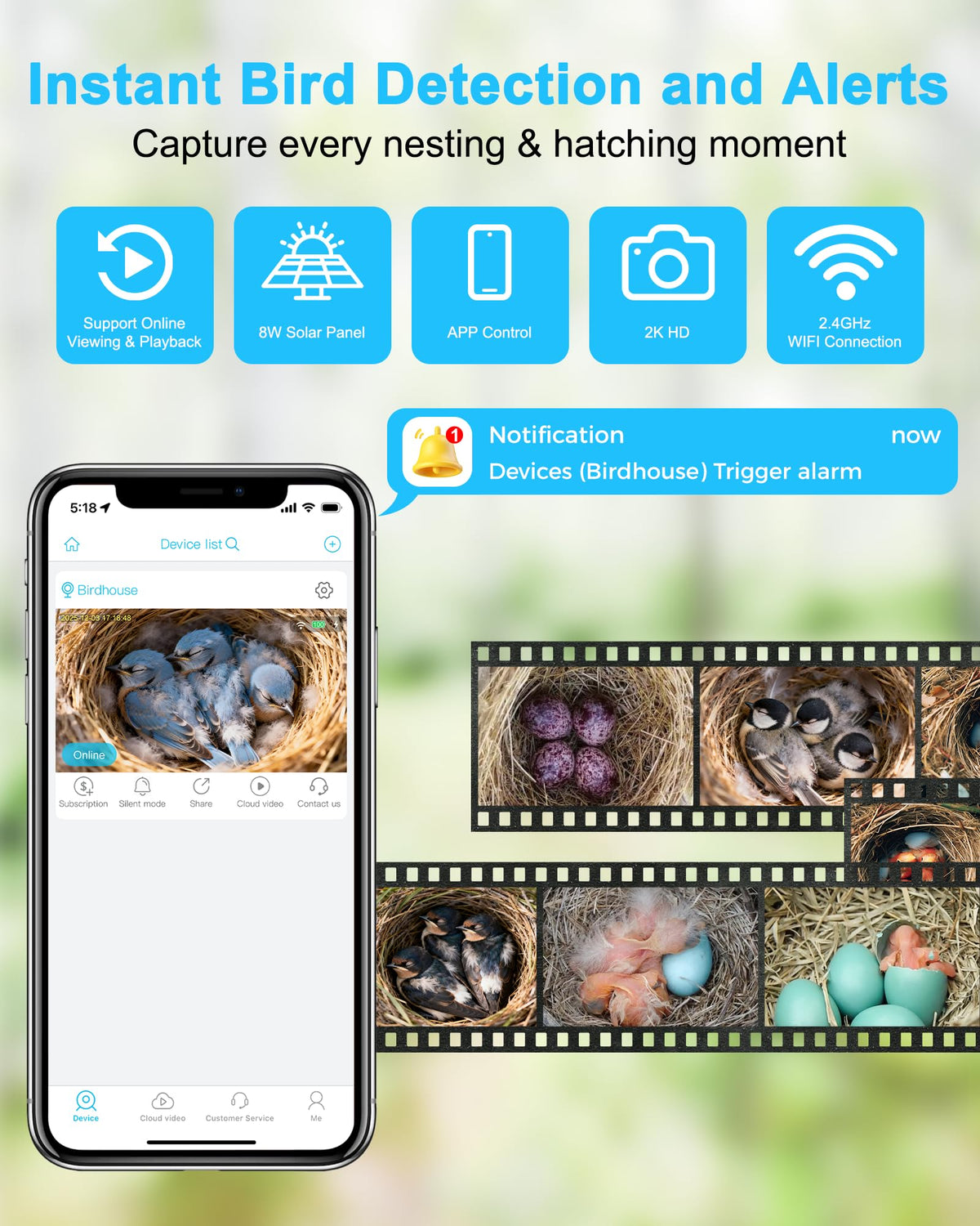 KinetCam PIR motion sensor sends real-time alerts to your phone.