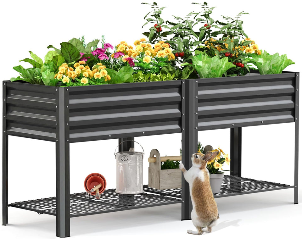 King Bird galvanized raised garden bed full view showing sturdy outdoor garden setup