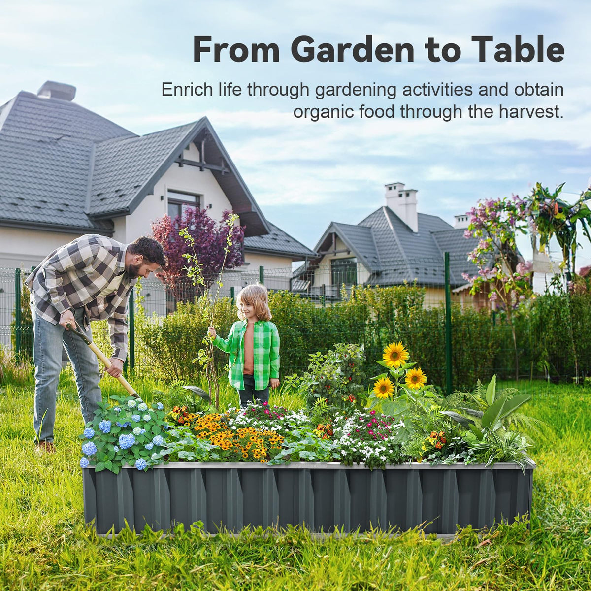KING BIRD raised bed with durable frame supports thriving container gardening outdoors.