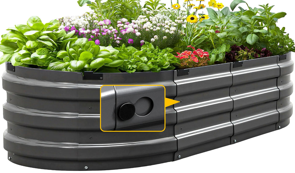 King Bird raised garden bed assembly shows quick interlocking panels for easy setup.