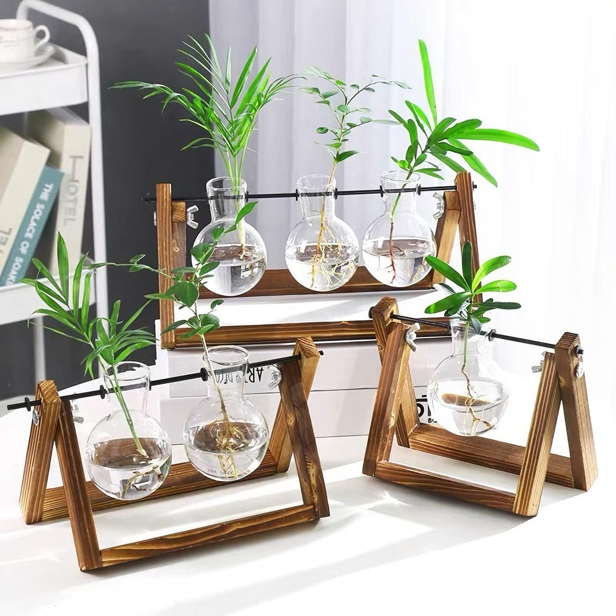 Kingbuy retro wooden stand detail adds rustic charm to home office