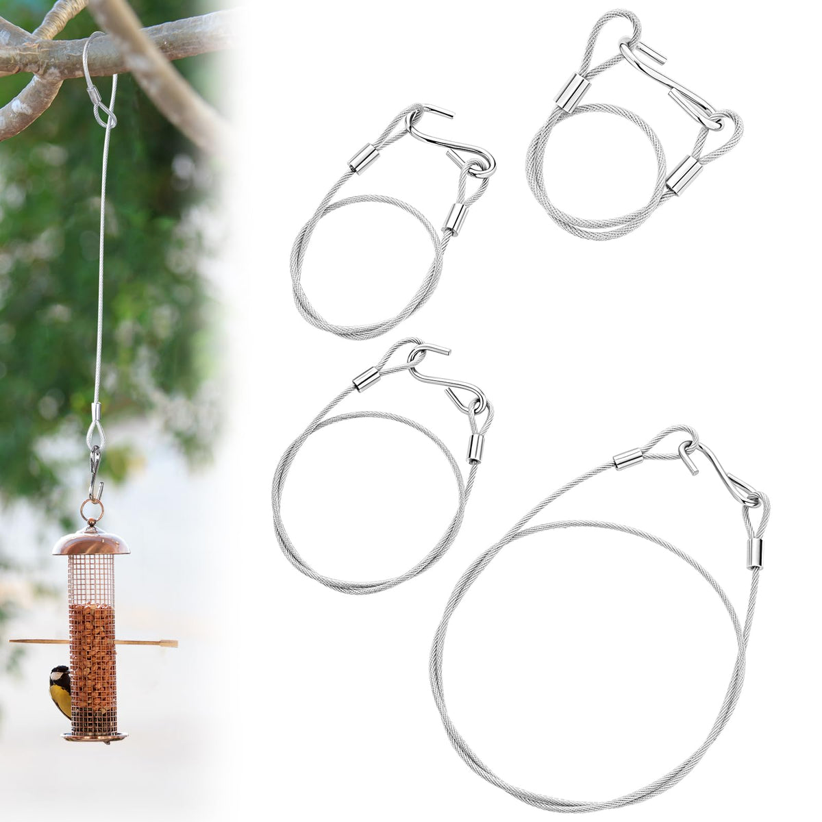 Kingdder 12-inch bird feeder hanger with easy S-hook for quick outdoor setup.