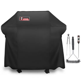 Kingkong 7106 cover on Weber Spirit grill for rain and sun protection.