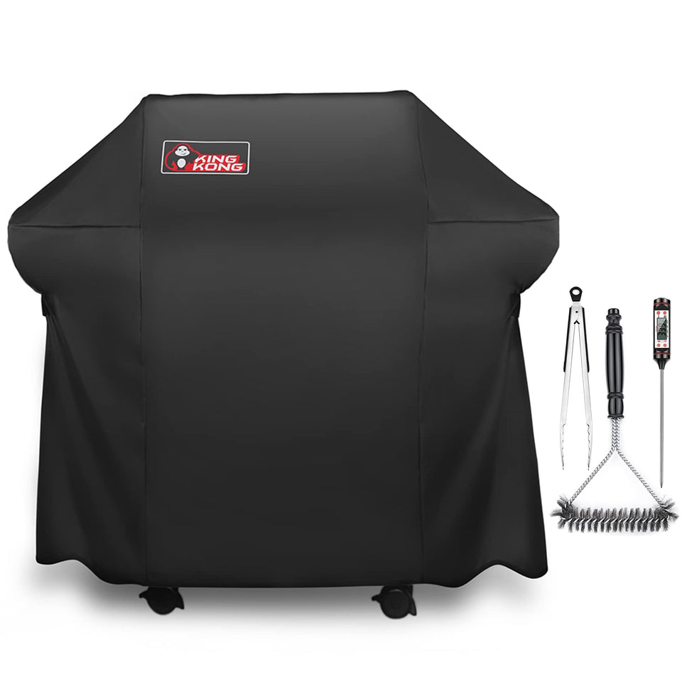 Kingkong 7106 cover on Weber Spirit grill for rain and sun protection.