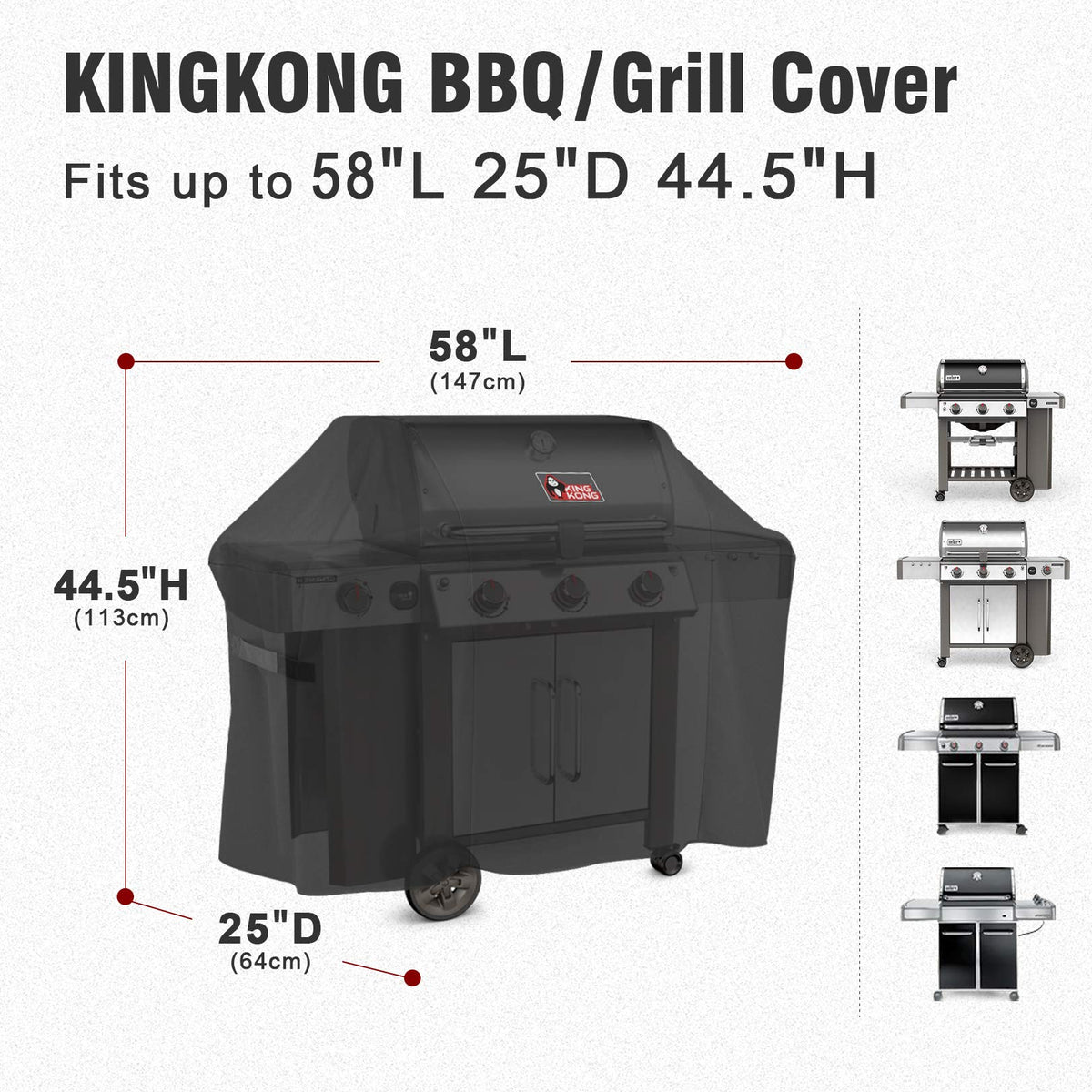 Kingkong 7130 grill cover for Genesis 300 Series shields grill from weather