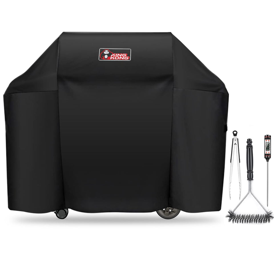 Kingkong 7130 grill cover on Genesis II 3-burner protects from rain and sun