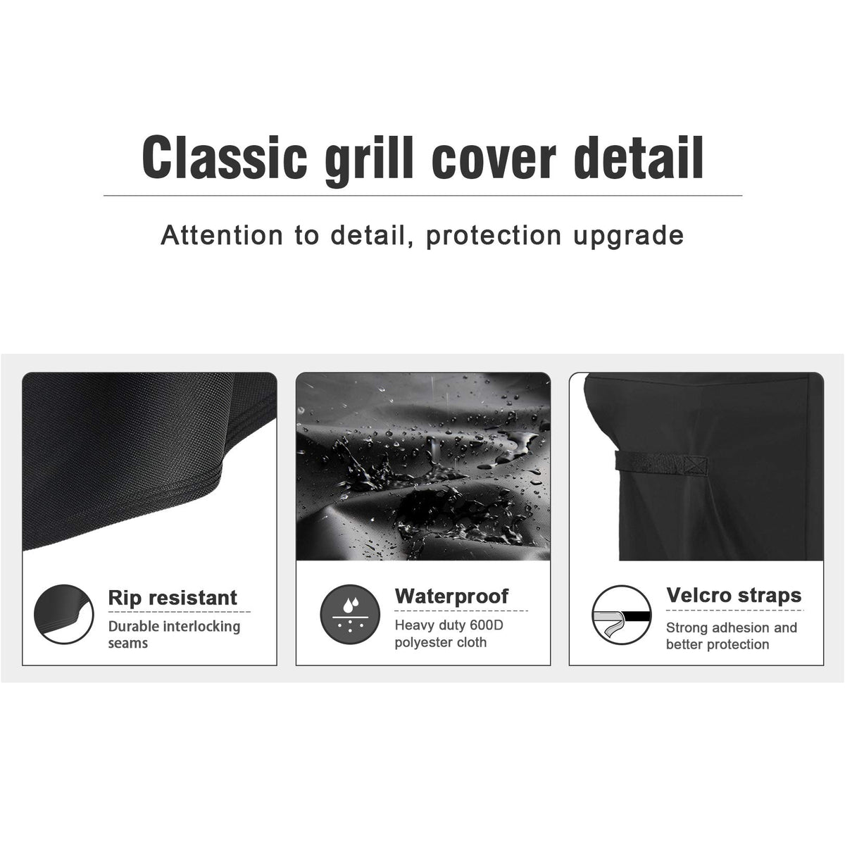 Interior weather liner preserves grill finish after storms