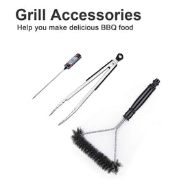 Kingkong 7131 includes brush, tongs, and thermometer for convenient grilling prep