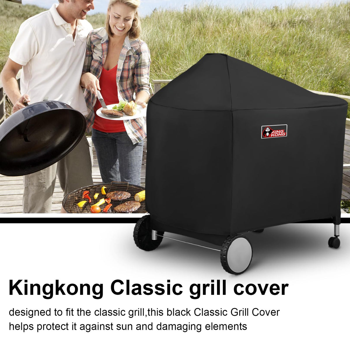 Kingkong cover shown on a ready Weber Performer grill setup