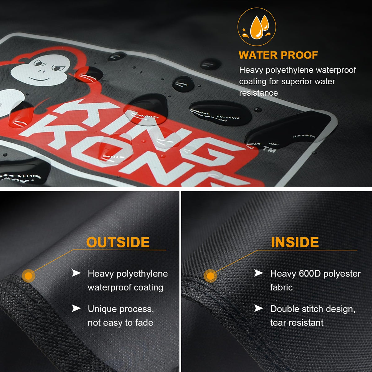 Secure wind strap with Velcro on Kingkong cover for a tight fit