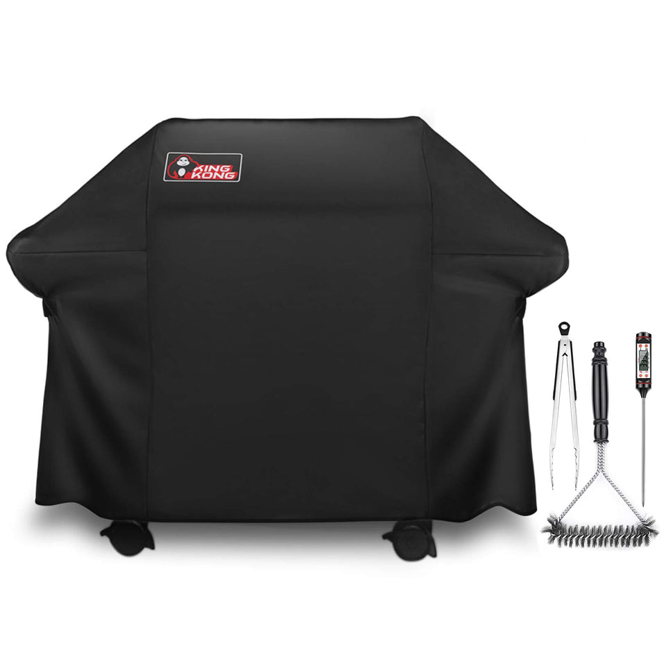 Kingkong gas cover on Weber Genesis E310 protects from rain and sun.