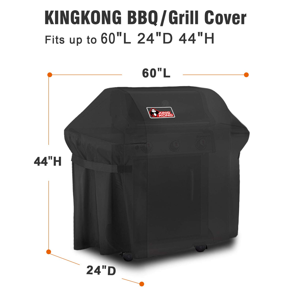 Kingkong gas cover on Weber Genesis S330 provides weather protection and secure fit.