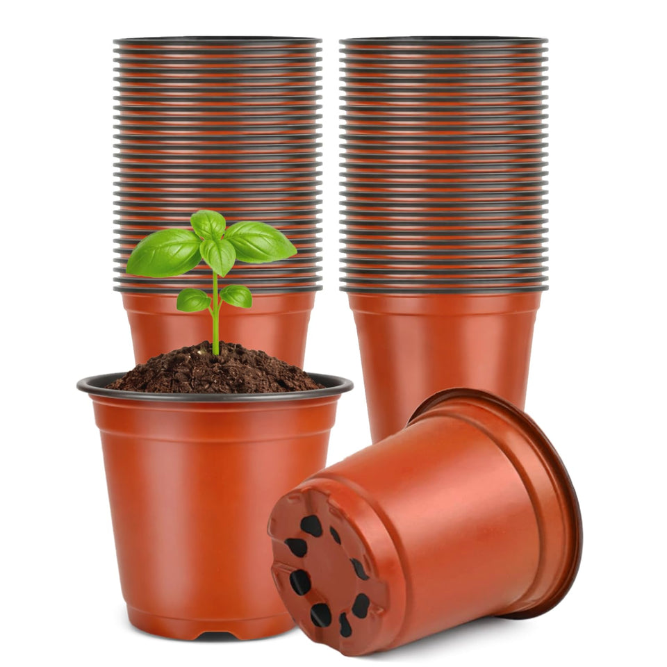 Kinglake 100-pcs 4-inch nursery pots, top view, ideal for starting seeds and seedling care.