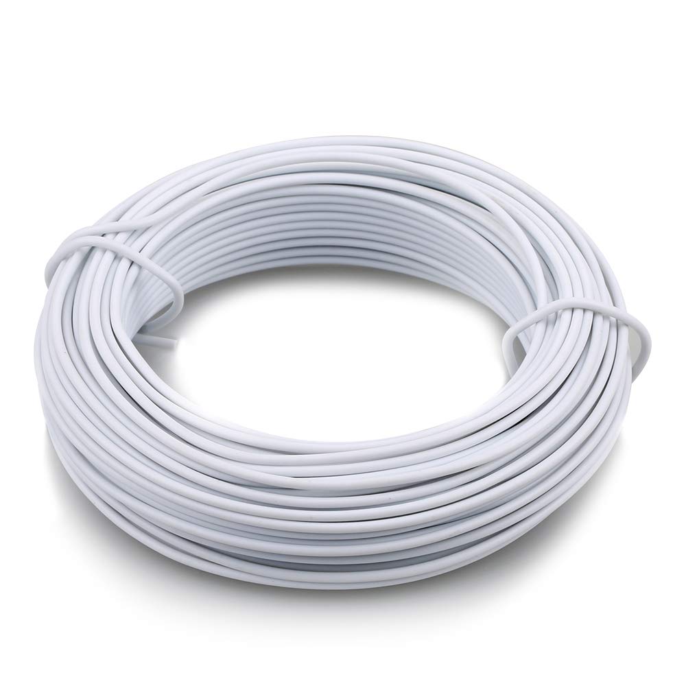 KINGLAKE 66ft wire coil with white plastic coating for versatile garden support.