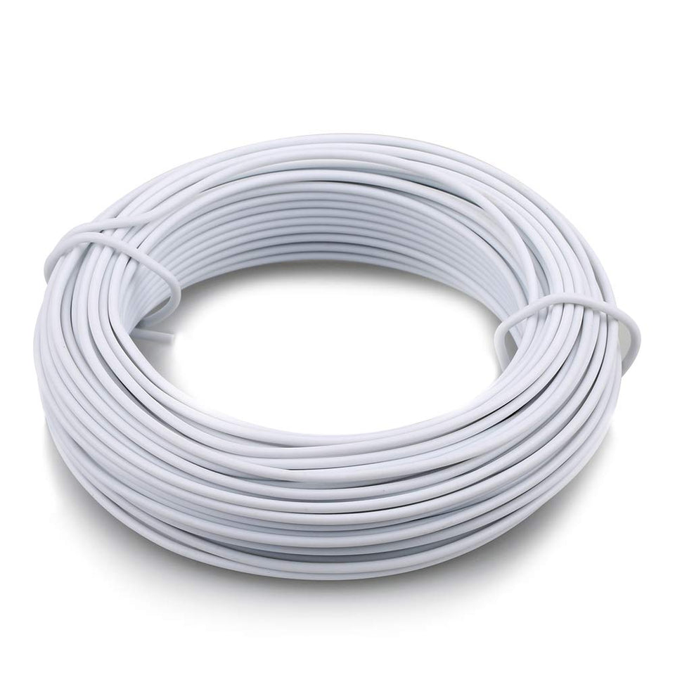 KINGLAKE 66ft wire coil with white plastic coating for versatile garden support.