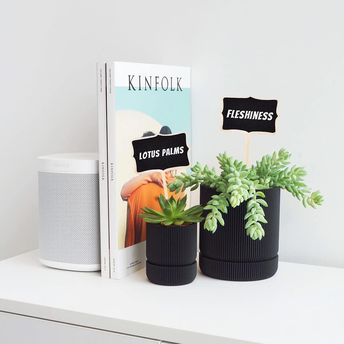 KINGLAKE chalkboard labels stay visible from a distance in pots and beds.