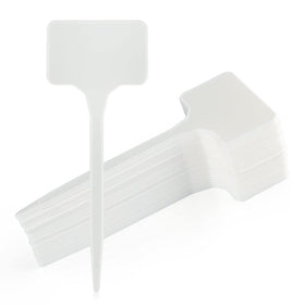 KINGLAKE GARDEN 6-inch white plastic plant label marks plant names in a garden bed