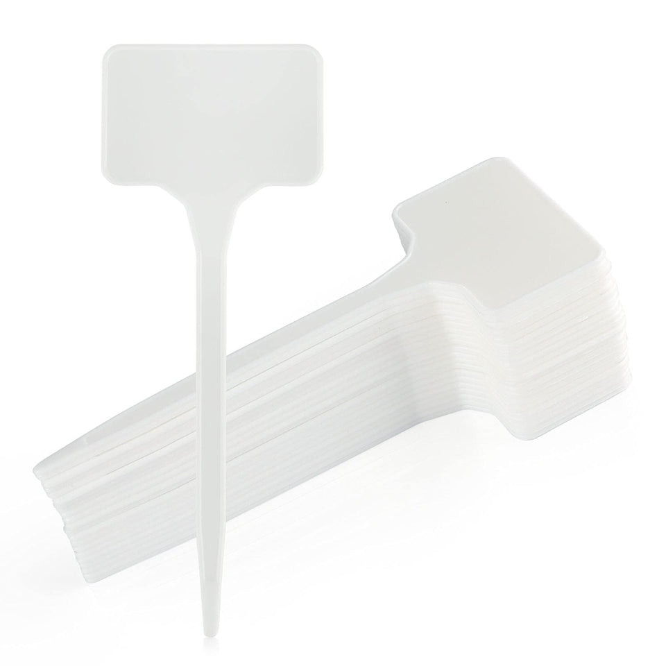 KINGLAKE GARDEN 6-inch white plastic plant label marks plant names in a garden bed